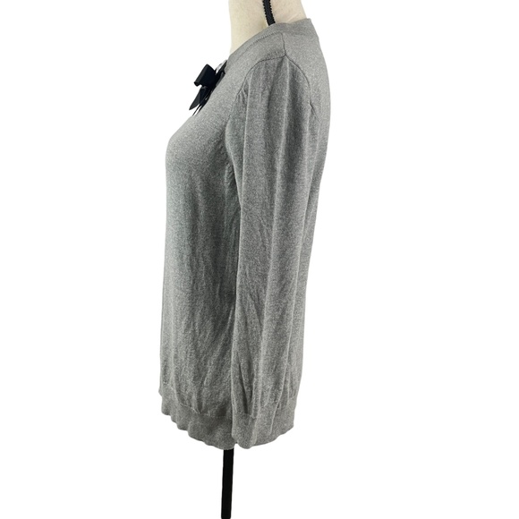 J. CREW MERCANTILE GRAY BOW NECK 3/4 SLEEVE SWEATER MEDIUM J7849 - Picture 5 of 9